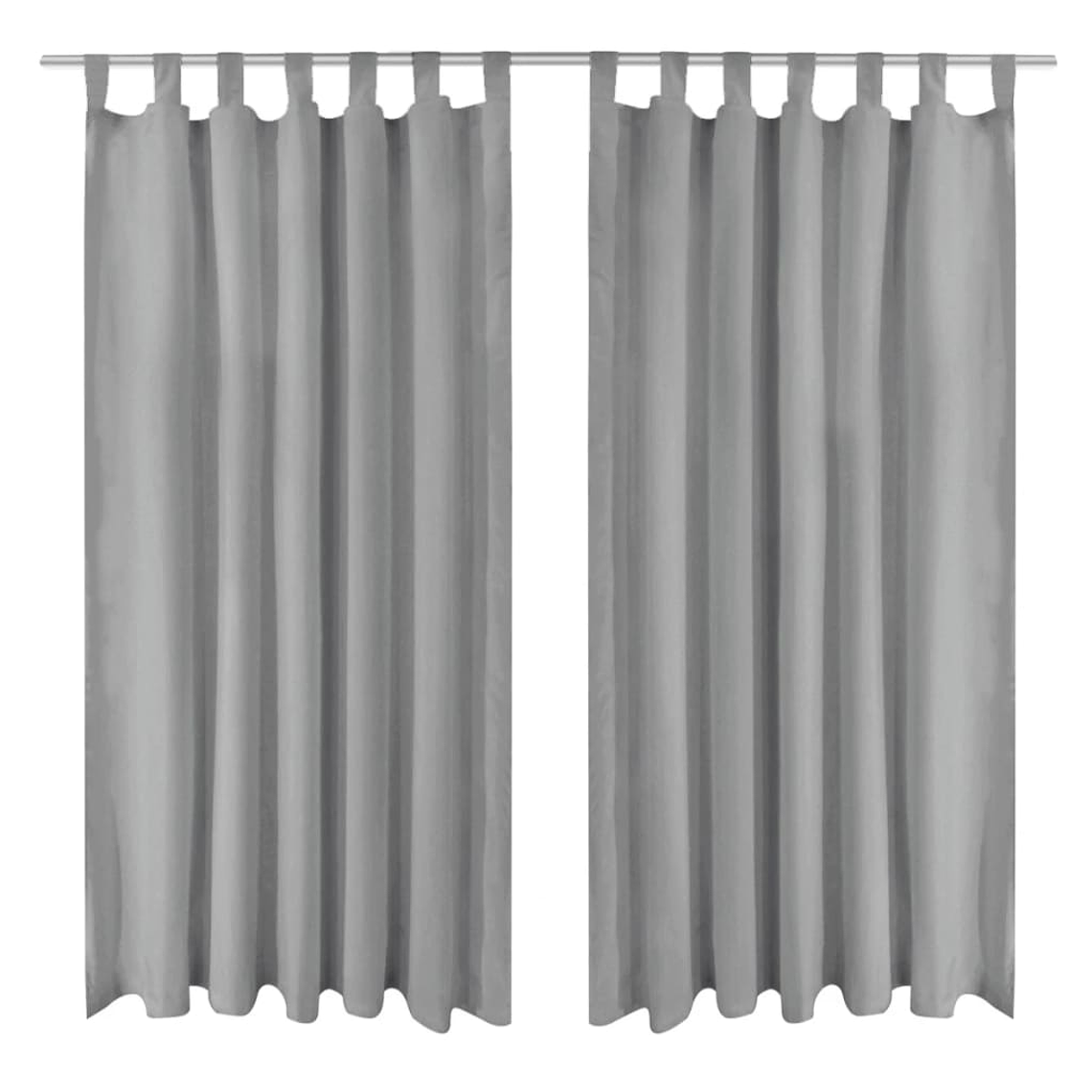 vidaXL Cortinas de cetim com presilhas 2 pcs 140x225 cm cinzento 2