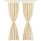 vidaXL Cortinas de cetim com presilhas 2 pcs 140x225 cm bege - thumbnail 1