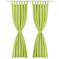 vidaXL Cortinas de cetim com presilhas 2 pcs 140x175 cm verde - Thumbnail 1