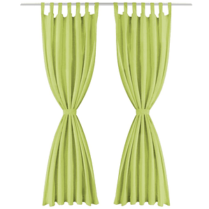 vidaXL Cortinas de cetim com presilhas 2 pcs 140x225 cm verde