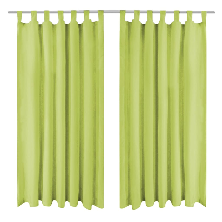 vidaXL Cortinas de cetim com presilhas 2 pcs 140x225 cm verde 2