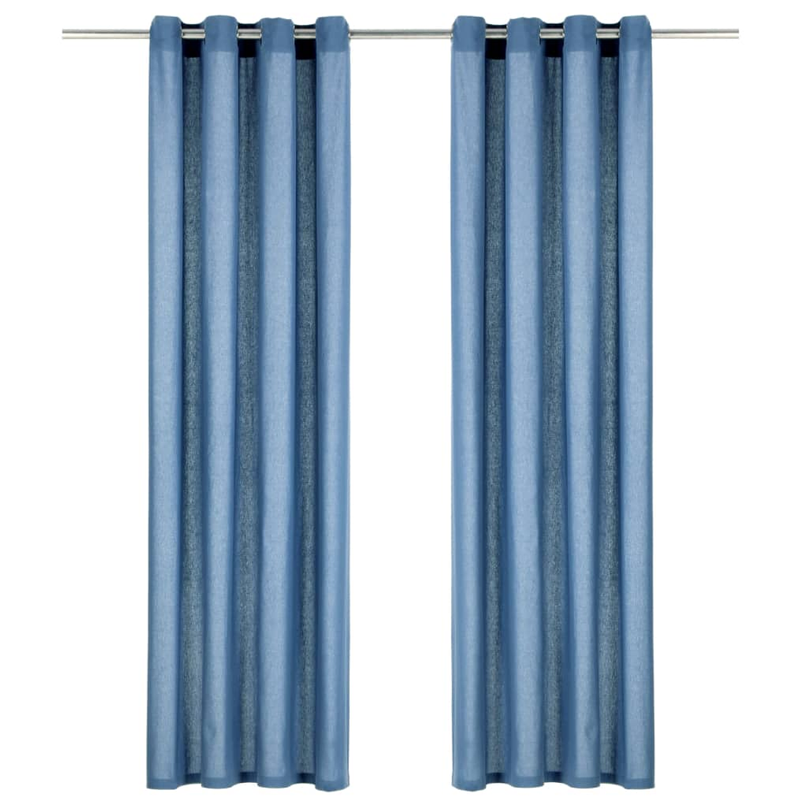 vidaXL Cortinas com argolas de metal 2 pcs algodão 140x225 cm azul 1