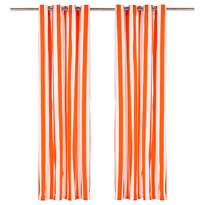 vidaXL Conjunto de cortinas Riscas 2 pcs Laranja 140 x 225cm