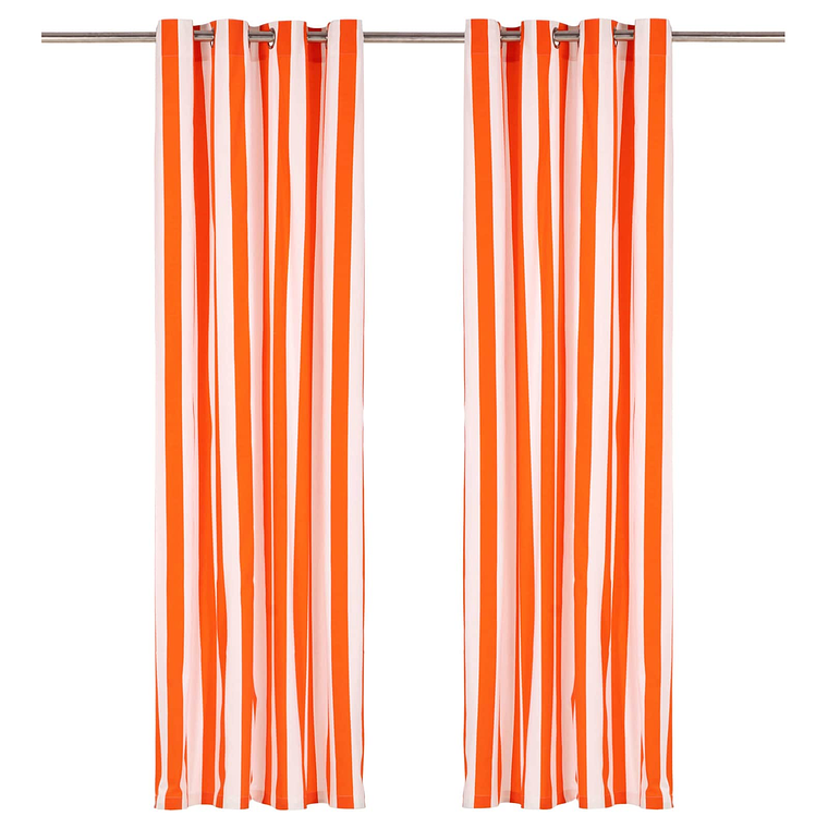 vidaXL Conjunto de cortinas Riscas 2 pcs Laranja 140 x 225cm 1