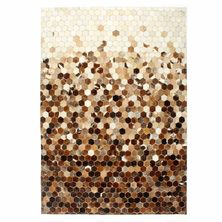 vidaXL Tapete de Couro Patchwork de Pele de Vaca Castanho 170 x 120 cm 1