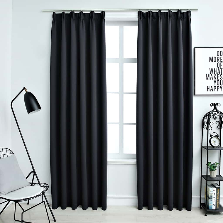 vidaXL Cortinas blackout com ganchos 2 pcs 140x175 cm preto 1