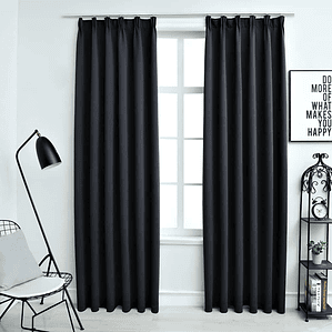 vidaXL Cortinas blackout com ganchos 2 pcs 140x225 cm preto