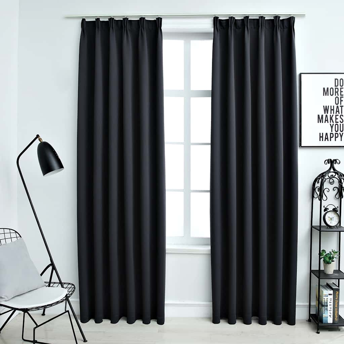 vidaXL Cortinas blackout com ganchos 2 pcs 140x245 cm preto 1