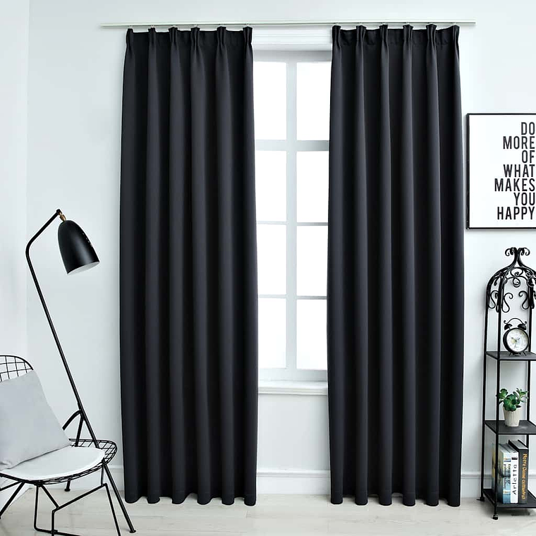 vidaXL Cortinas blackout com ganchos 2 pcs 140x245 cm preto 1