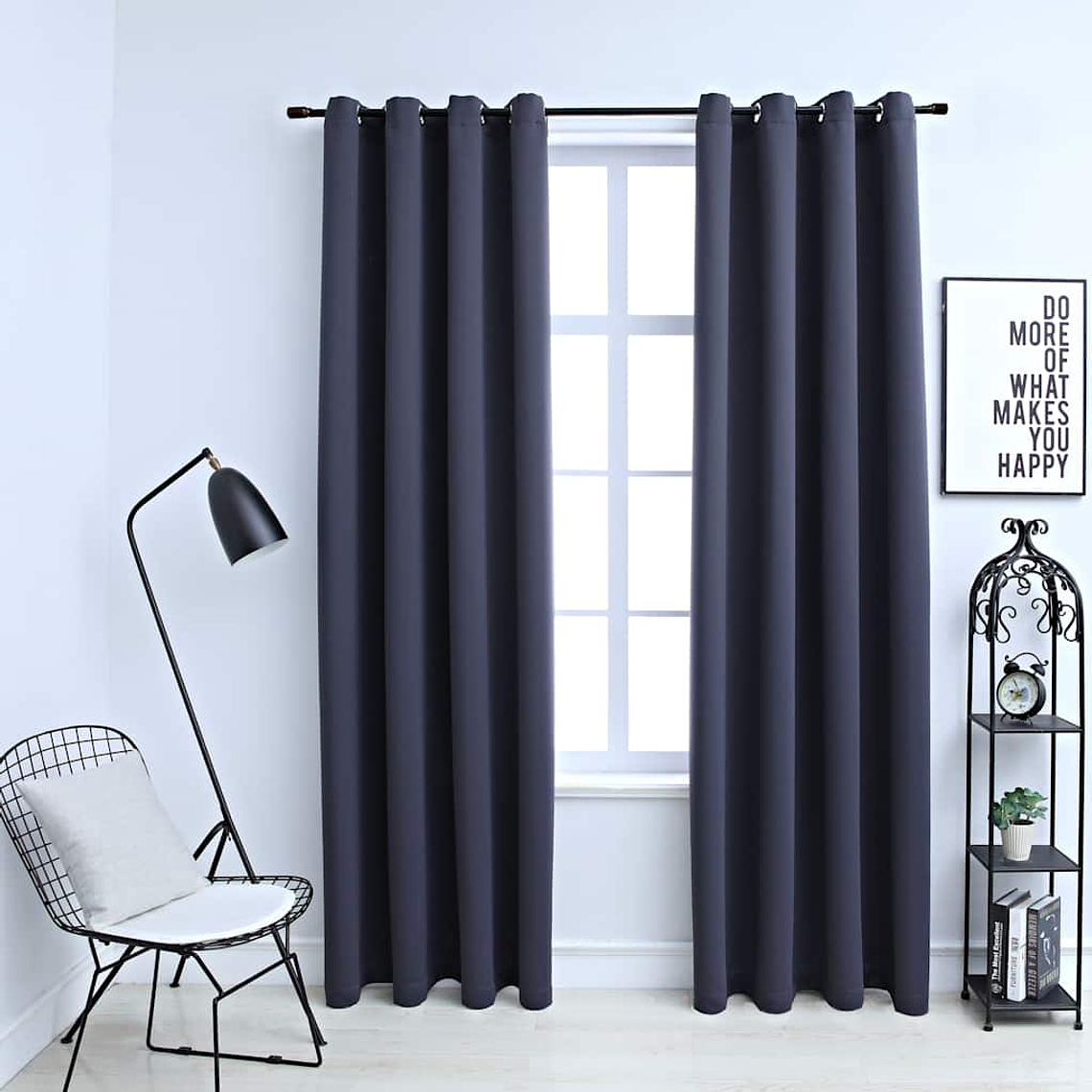 vidaXL Cortinas blackout c/ argolas em metal 2 pcs 140x175cm antracite 1