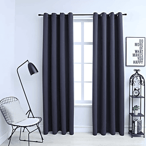 vidaXL Cortinas blackout c/ argolas em metal 2 pcs 140x175cm antracite