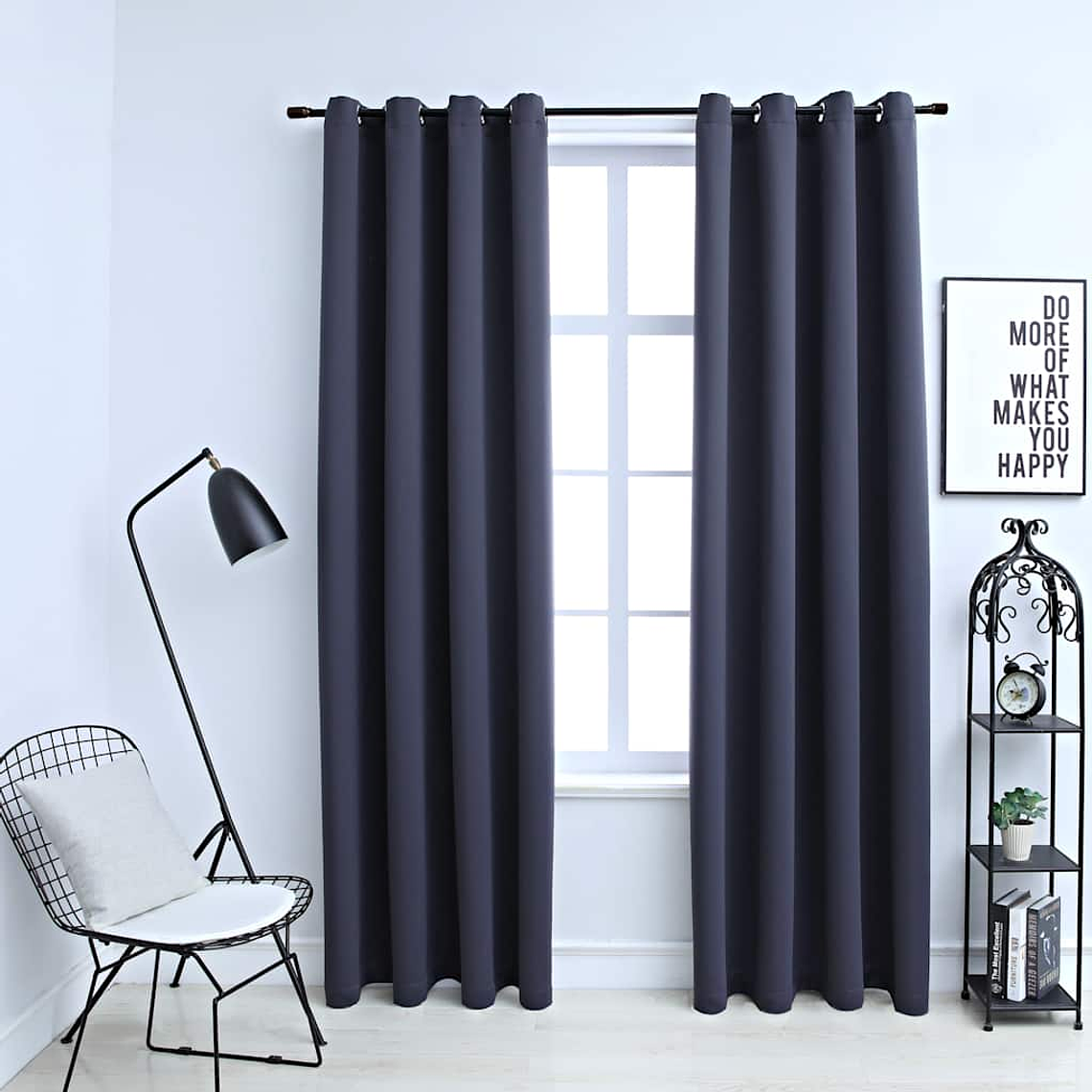vidaXL Cortinas blackout c/ argolas em metal 2 pcs 140x225cm antracite 1