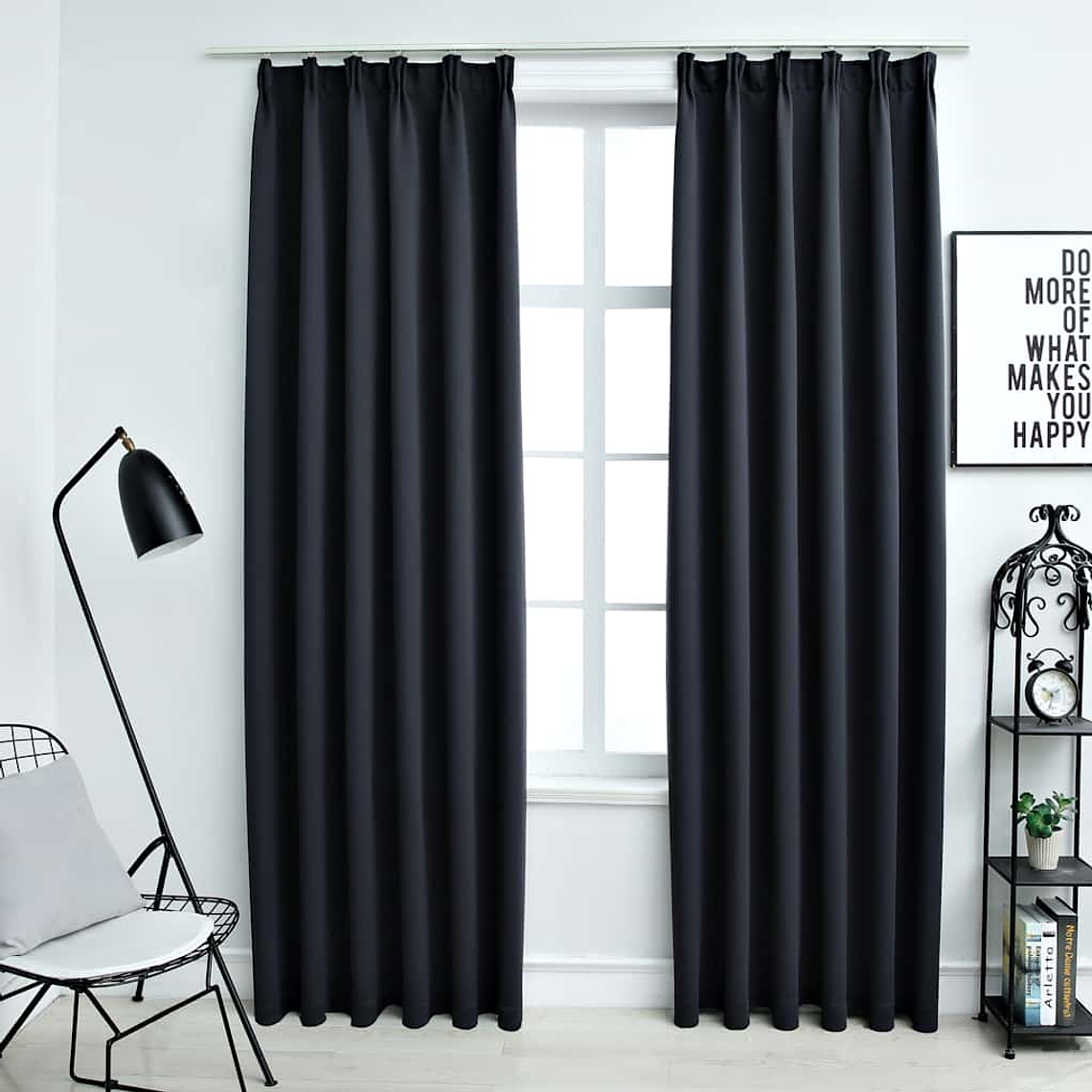 vidaXL Cortinas blackout com ganchos 2 pcs 140x175 cm antracite 1