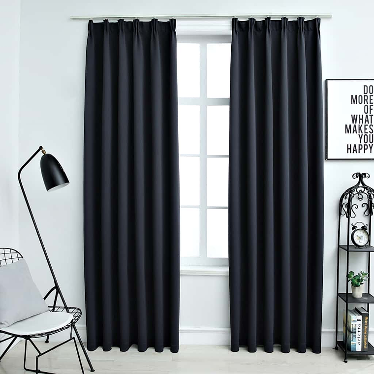 vidaXL Cortinas blackout com ganchos 2 pcs 140x175 cm antracite 1