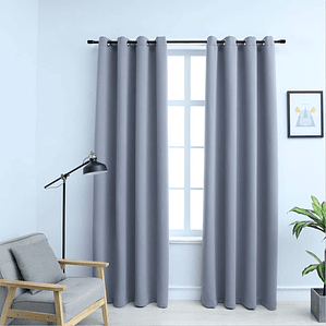 vidaXL Cortinas blackout c/ argolas em metal 2 pcs 140x225 cm cinzento