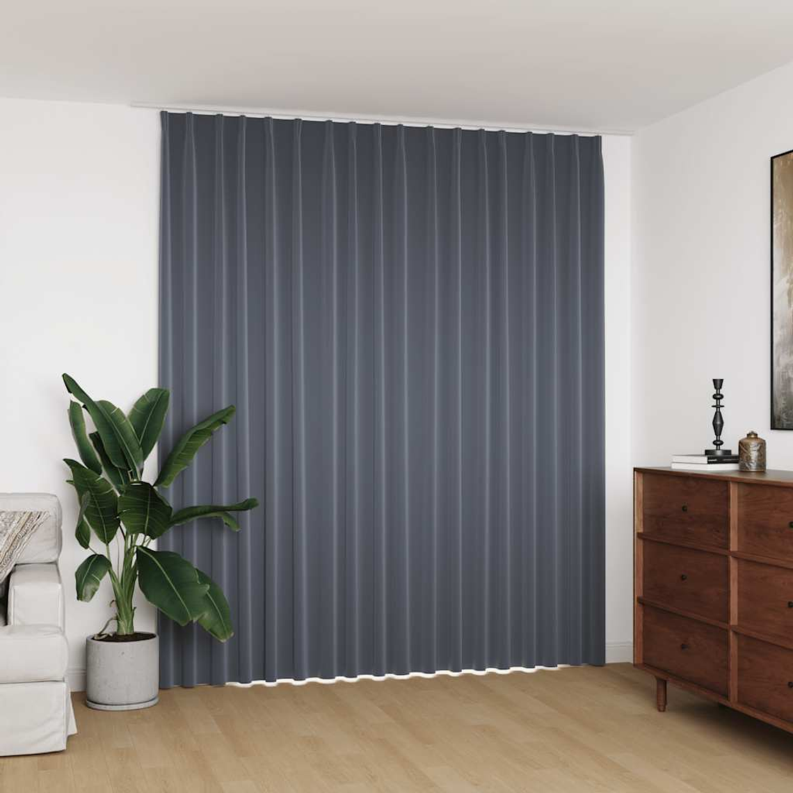 vidaXL Cortina blackout com ganchos 290x245 cm cinzento 1