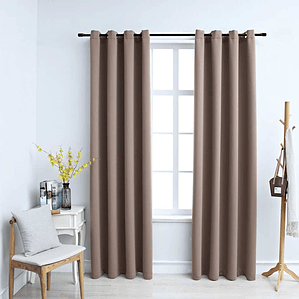 vidaXL Cortinas opacas c/ argolas 2 pcs 140x245 cm cinza-acastanhado