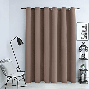 vidaXL Cortina blackout c/ argolas metal 290x245 cm cinza-acastanhado
