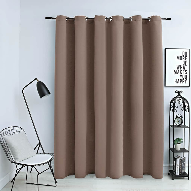 vidaXL Cortina blackout c/ argolas metal 290x245 cm cinza-acastanhado 1