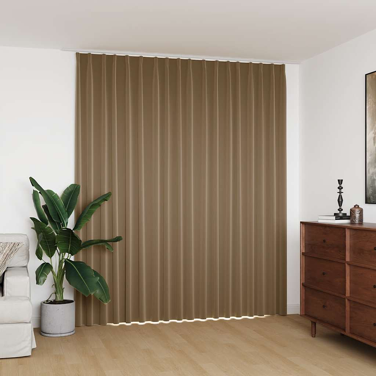 vidaXL Cortina blackout com ganchos 290x245 cm cinzento-acastanhado 1