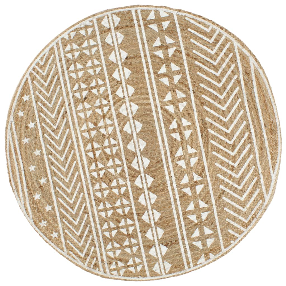 vidaXL Tapete artesanal em juta com impressão a branco 90 cm 1