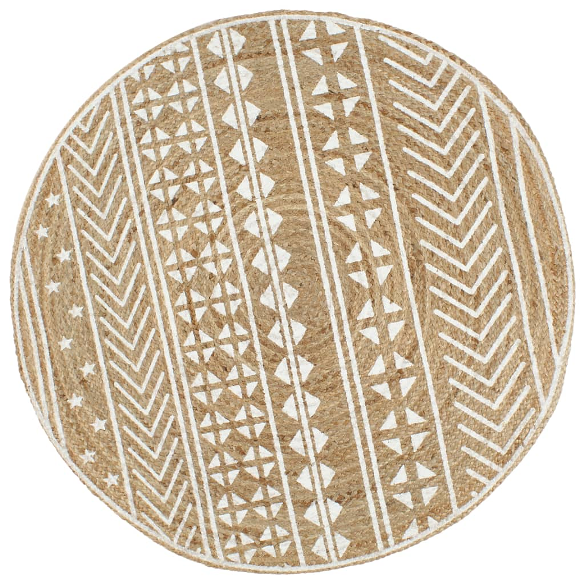 vidaXL Tapete artesanal em juta com impressão a branco 120 cm 1