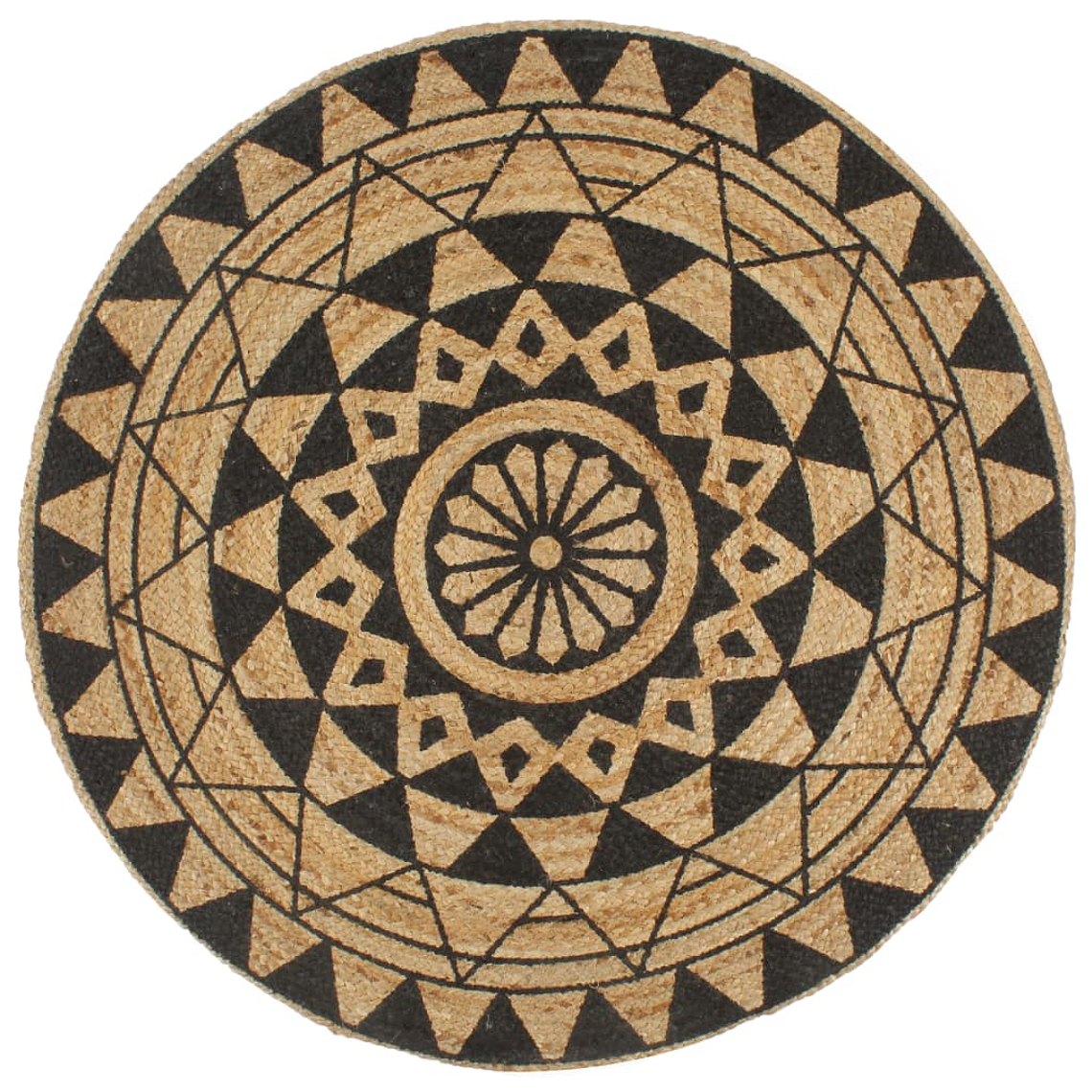 vidaXL Tapete artesanal em juta com impressão a preto 120 cm 1