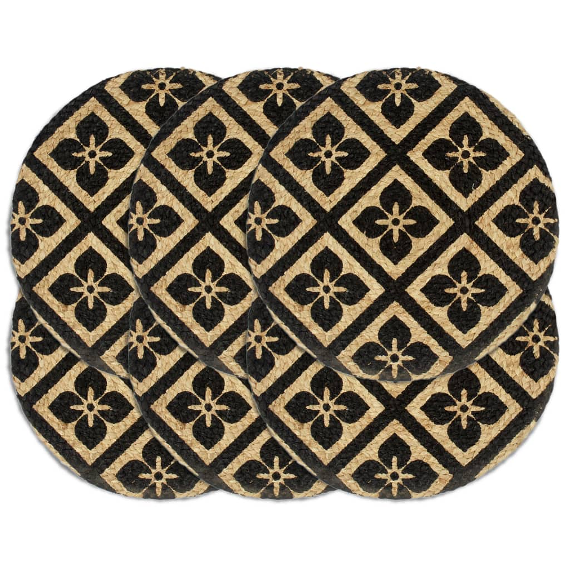 vidaXL Individuais de mesa 6 pcs juta 38 cm redondo preto 1