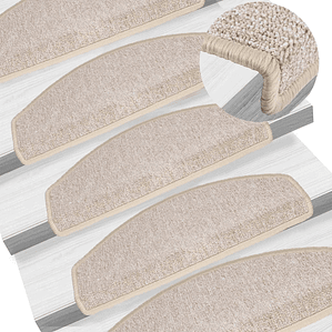 vidaXL Tapetes de escada 15 peças 65x24x4 cm cinza-claro semicircular grande