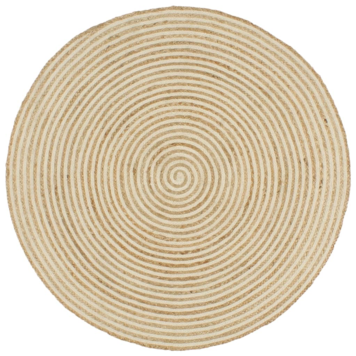 vidaXL Tapete artesanal em juta com design em espiral branco 120 cm 1
