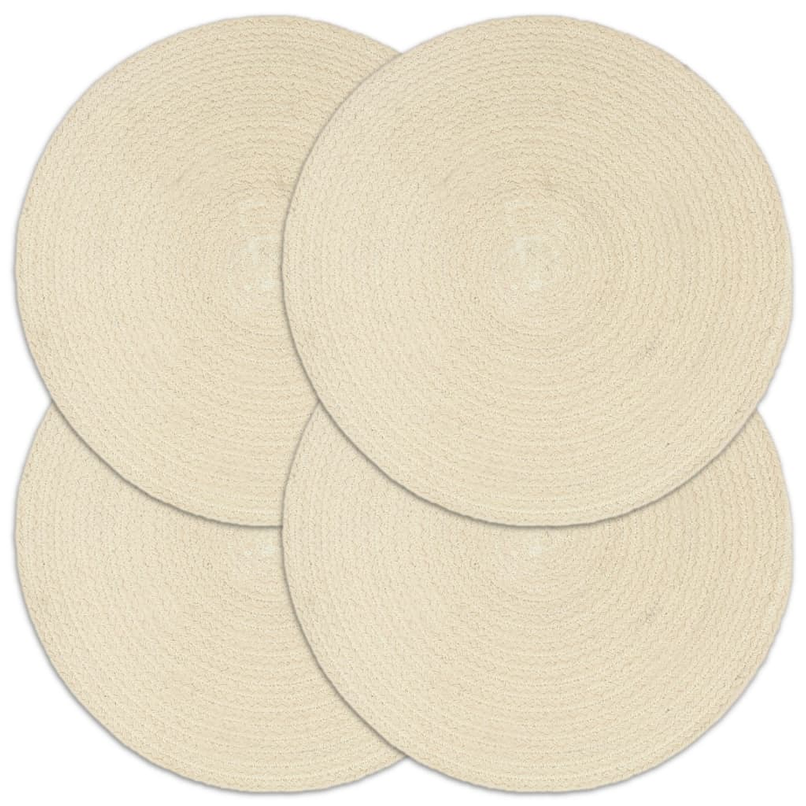vidaXL Individuais de mesa 4 pcs em algodão liso 38 cm redondo natural 1