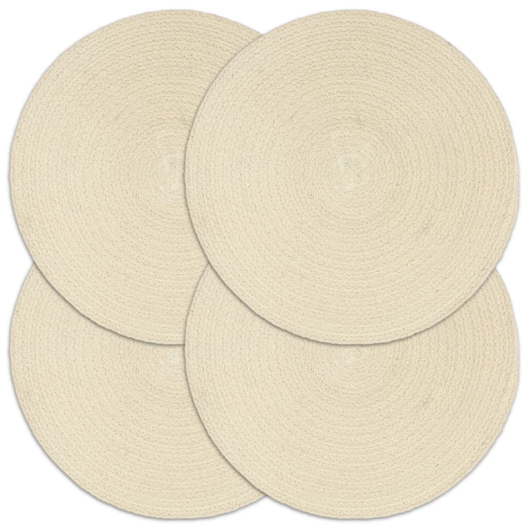 vidaXL Individuais de mesa 4 pcs em algodão liso 38 cm redondo natural 1