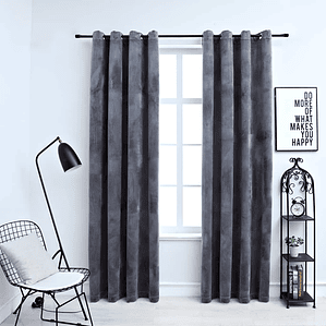 vidaXL Cortinas blackout com argolas 2 pcs 140x175 cm veludo antracite