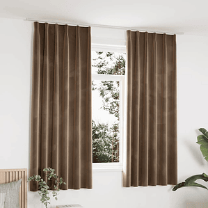 vidaXL Cortinas blackout com ganchos 2 pcs 140x175 cm veludo bege