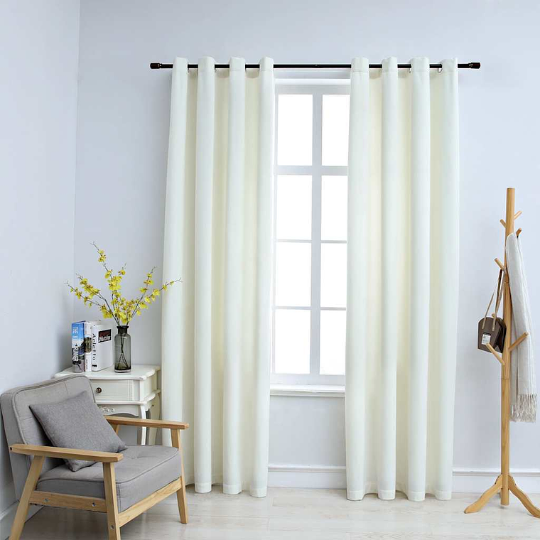 vidaXL Cortinas blackout com argolas 2 pcs 140x175 cm veludo creme 1