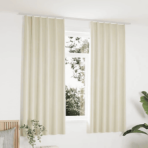 vidaXL Cortinas blackout com ganchos 2 pcs 140x175 cm veludo cor creme