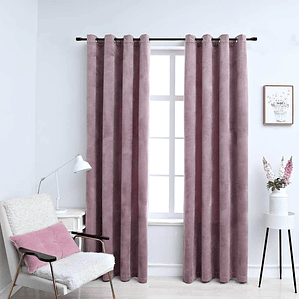 vidaXL Cortinas blackout c/ argolas 2 pcs 140x245cm veludo rosa antigo