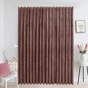 vidaXL Cortina blackout com ganchos 290x245 cm veludo rosa antigo