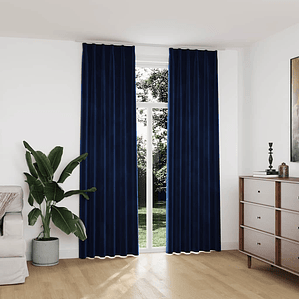 vidaXL Cortinas blackout c/ ganchos 2 pcs 140x245cm veludo azul escuro