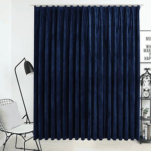 vidaXL Cortina blackout com ganchos 290x245 cm veludo azul-escuro