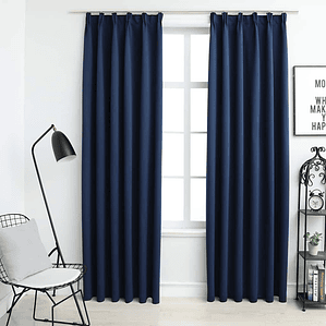 vidaXL Cortinas blackout com ganchos 2 pcs 140x225 cm azul