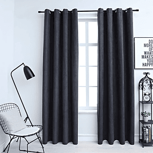 vidaXL Cortinas blackout c/ argolas em metal 2 pcs 140x175cm antracite