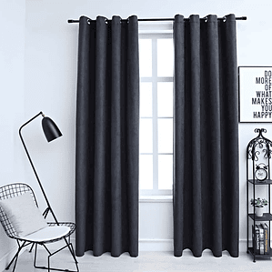 vidaXL Cortinas blackout c/ argolas em metal 2 pcs 140x245cm antracite