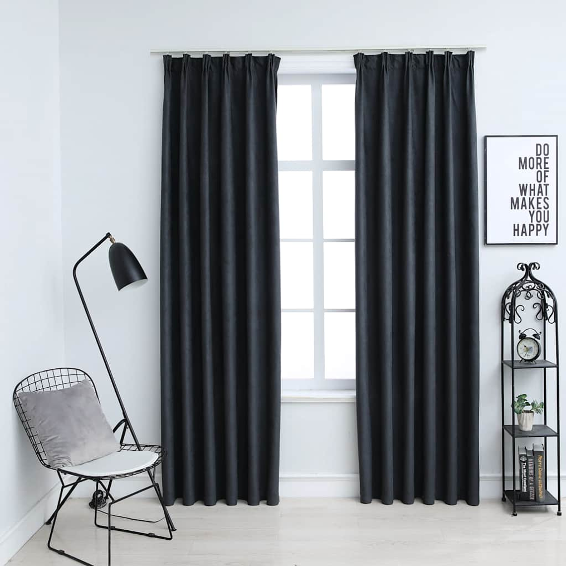 vidaXL Cortinas blackout com ganchos 2 pcs 140x225 cm antracite 1