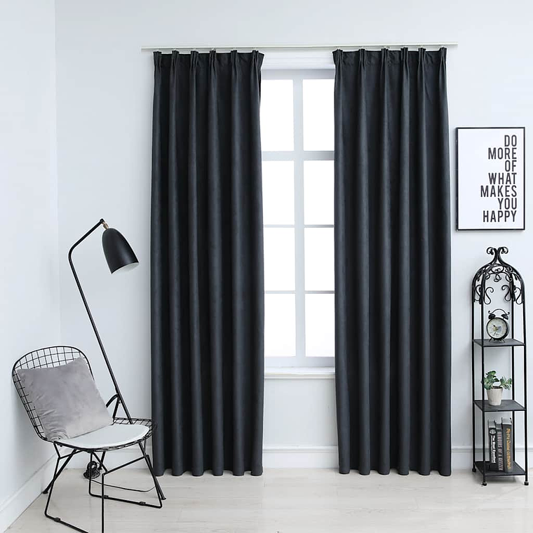 vidaXL Cortinas blackout com ganchos 2 pcs 140x225 cm antracite 1