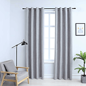 vidaXL Cortinas blackout c/ argolas em metal 2 pcs 140x245 cm cinzento