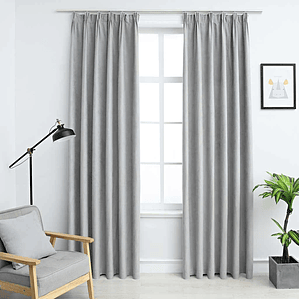 vidaXL Cortinas blackout com ganchos 2 pcs 140x175 cm cinzento