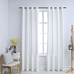 vidaXL Cortinas blackout c/ argolas metal 2 pcs 140x175 cm branco sujo