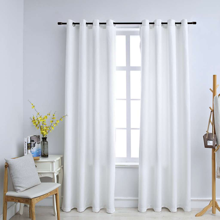 vidaXL Cortinas blackout c/ argolas metal 2 pcs 140x175 cm branco sujo 1
