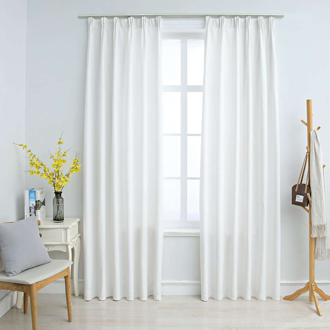 vidaXL Cortinas blackout com ganchos 2 pcs 140x245 cm branco sujo 1